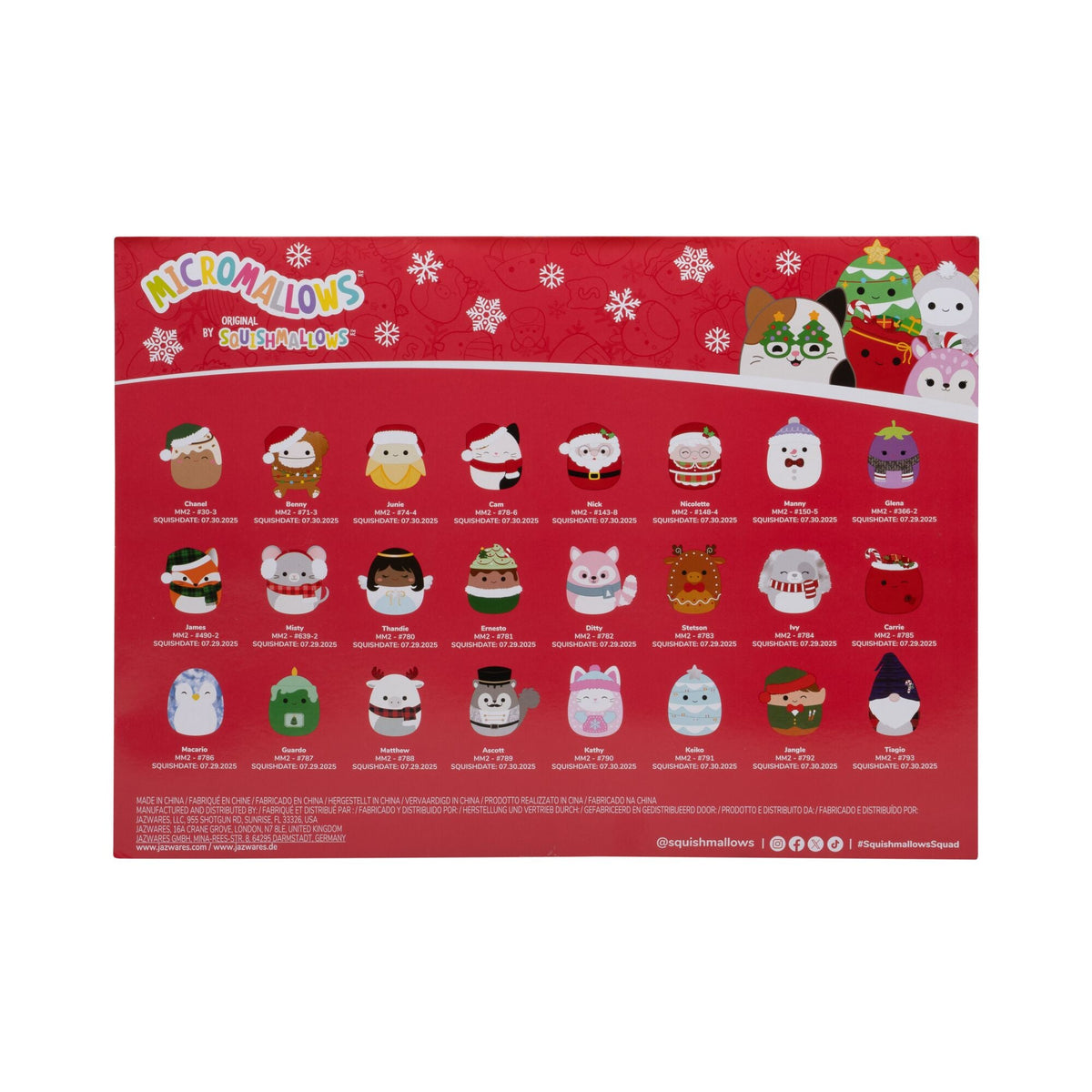 Squishmallows 24-Day Micromallows Holiday Plush Advent Calendar