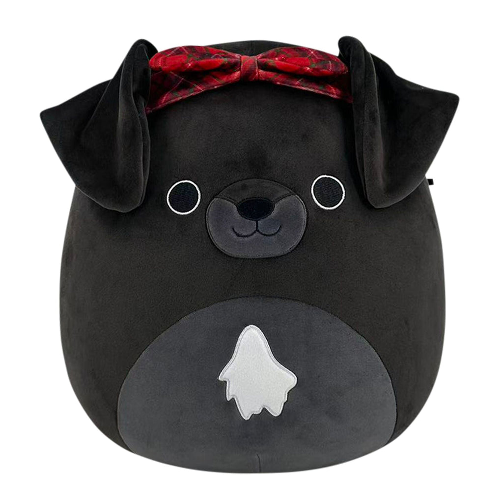 12-Inch Natty the Black Lab with Red Plaid Headband